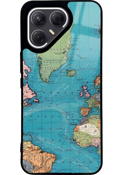 Tecno Pova 7 Pro Atlantic Map Tasarımlı Glossy Telefon Kılıfı Çok Renkli