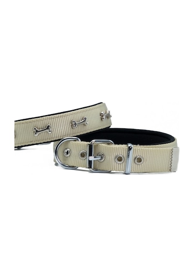 Doggie Comfort Metal Kemik İşlemeli Köpek Boyun Tasması L 3x47-55 CM Haki