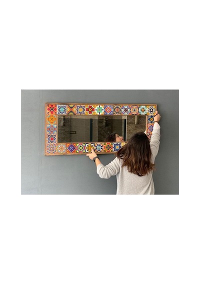 Oscar Stone Decor Masif Çerçeveli Mozaik Taş Ayna 55x105 Cm Tile Mozaik Seramik Morocco Desenli Ayn50100-001 Diğer