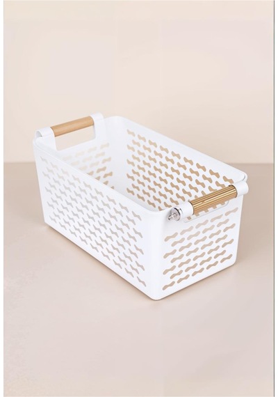 2 Adet Çok Amaçlı Plastik Tutacaklı Organizer Sepet Dolap Içi Çekmece Düzenleyici Beyaz Akrilik Beya Diğer