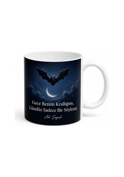Gece Uyumayan Gündüz Uyanmayanlara Yarasa Yaşam Tarzı Kupa Bardak Hediye Beyaz / Çok Renkli
