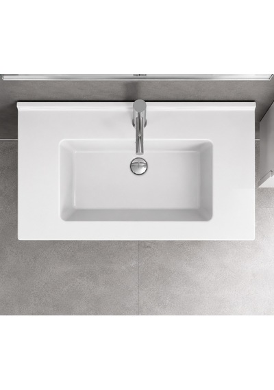 Dura Sees Tezgah Üstü Slim Lavabo 80x46,5 Cm Dolap Uyumlu Batarya Delikli Beyaz 5820