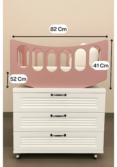 Arion Kids Beşik Ahşap Lake Boya Üstün Kalite Pembe