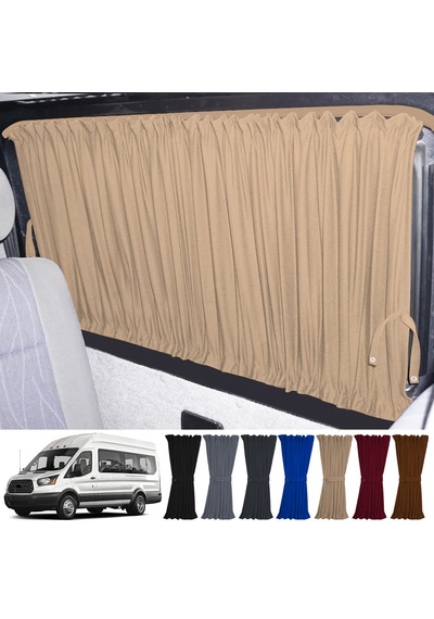 Pandami Ford Transit T18 7.nesil 2014-2023 Uyumlu Krem Raylı Oto Perde Takımı