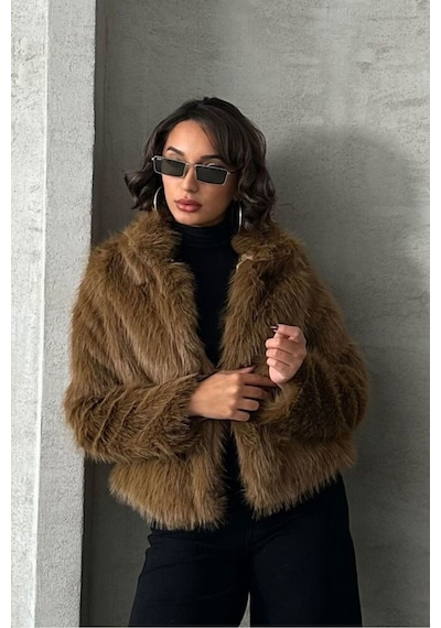 Verymoda Suni Kürk Kadın Mont- F1820 Kahve