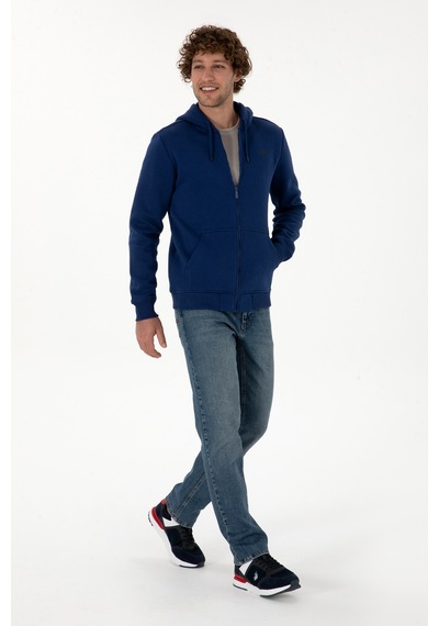 U.S. Polo Assn. Erkek Regular Fit İndigo Şardonlu Örme Hırka 50313755-VR028