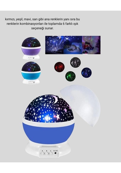 Çocuk Gece Lambası 6 Modlu Renkli Led Enerji Tasarruflu Masal Işığı Beyaz