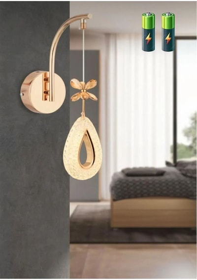 Candela Model Gold Kaplama Oturma Yatak Mutfak Çocuk Odası Duvar Led Pilli Aplik Gold
