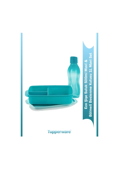 Mavi Bölme Beslenme 1 Lt & Tupperware Eco Şişe Mavi Suluk 500 Ml Set Mavi