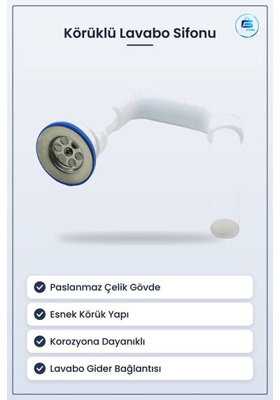 Paslanmaz Körüklü Sifon Banyo Tesisatı Lavabo Esnek Bağlantı Daya