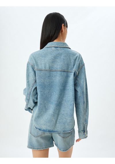 Koton Oversize Kot Ceket Klasik Yaka Cepli Düğmeli Pamuklu Açık İndigo 5wal50004md Açık İndigo Koton Oversize Kot Ceket Klasik Yaka Cepli Düğmeli Pamuklu Açık İndigo 5wal50004md Açık İndigo