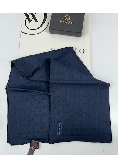Vakko 90x90 Pamuk Jakarlı Eşarp - 05469 - 90 X 90 / Lacivert Lacivert