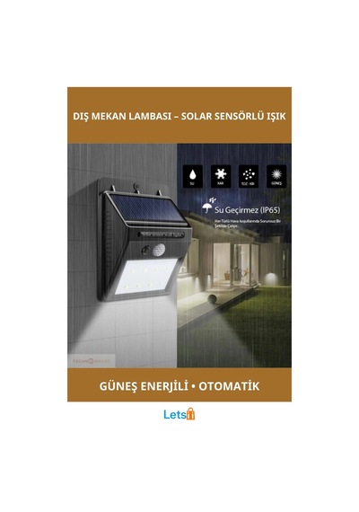 Hareket Sensörlü Güneş Enerjili Dış Mekan Lambası