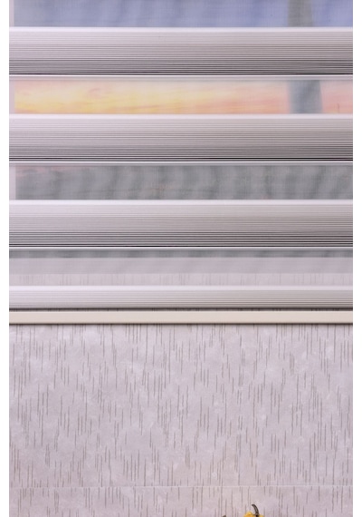 Gri-krem Pliseli Etek Dilimsiz Ds 10658-v9 Zebra Stor Güneşlik Perde