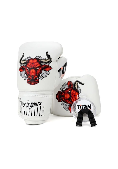 Titan Sport Beyaz Kızgın Boğa Desenli Set Fgr Model-15 Boks Eldiveni Çok Renkli