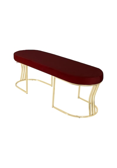 Viego Gold Smooth- Bordo Kapitoneli Model Puf & Bench & Koltuk- Oturak-uzun Makyaj Puff-yatak Odası Ucu &önü
