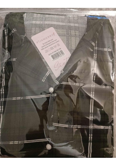 Pijamerry Kadın Büyük Beden Gömlek Yaka Süet Uzun Kol Pijama Takımı 5272- 1 Adet 001