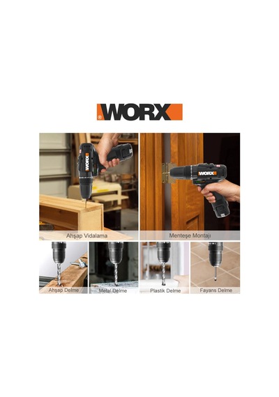 Worx Wx121 12volt/2.0ah Li-ion Çift Akülü Kömürsüz Profesyonel Şarjlı Darbeli Matkap + 5 Parça Aksesuar