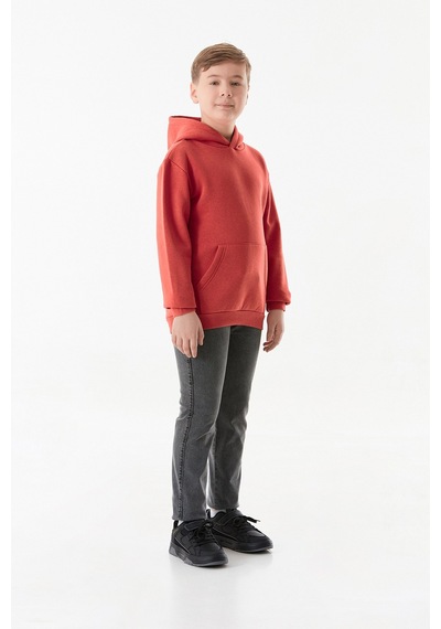 Fullamoda 3 İplik Kanguru Cepli Kapüşonlu Erkek Çocuk Sweatshirt 25kcck5258127380-kırmızı Kırmızı
