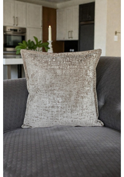 Kırlent Kılıfı İthal Kadife Kumaş - 45x45cm Yumuşak Dokulu Çift Taraflı Özel Tasarım Kırlent Kılıfı Bej