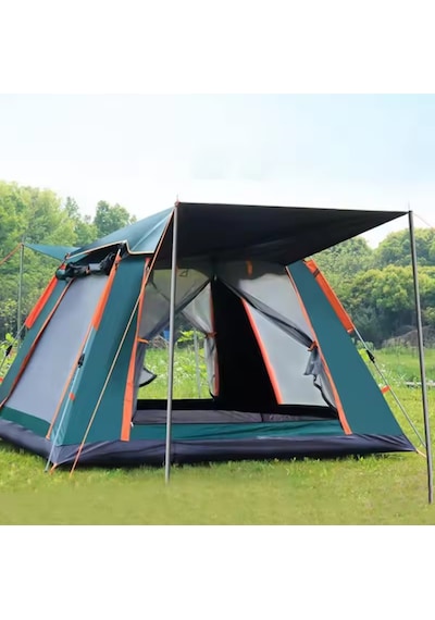 Reidan 4 Kişilik Kare Çadır Otomatik Kamp Çadırı 215x215x142cm Dayanıklı Koyu Yeşil