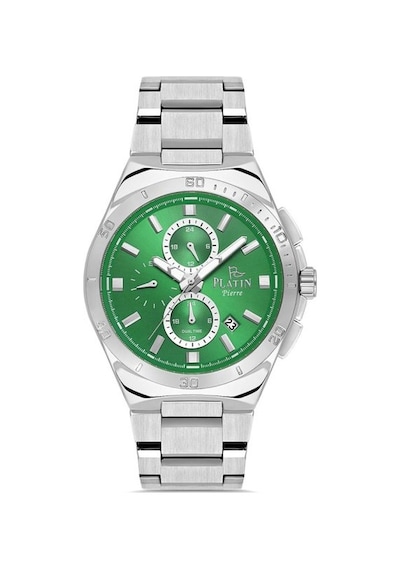 Platin Pierre Sa- Pl-1276ga-a10 Aktif Fonksiyonlu Takvimli Çelik Kordon Erkek Kol Saati Gümüş