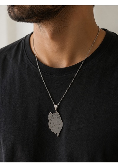 316l Paslanmaz Çelik Kurt Kafası Figürlü Erkek / Kadın Madalyon Kolye - Kararmaz Altın - Gümüş