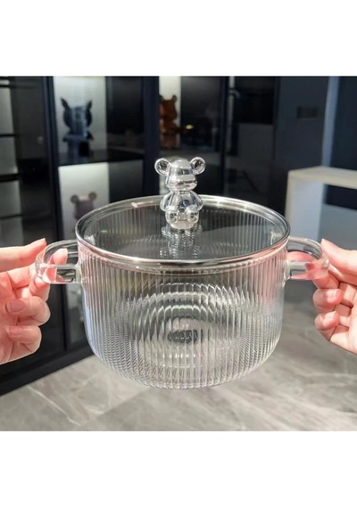 1,5 Litre Borosilikat Isıya Dayanıklı Pinterest Stil Cam Tencere Minimalist Tencere Mutfak Pişirme Şeffaf