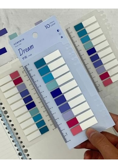 10 Yarım Renkli Cetvelli Dream Şeffaf Pet İndeks Sticker/index/post-it/postit/kitap Ayracı/not Kağıdı