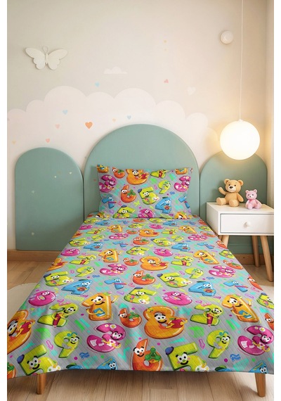Evimde Bambaşka Renkli Rakam Temalı Çocuk Tek Kişilik Pike Takımı - Gri Turkuaz Bohem 160x220 CM Yazlık Yatak Örtüsü Evimde Bambaşka Renkli Rakam Temalı Çocuk Tek Kişilik Pike Takımı - Gri Turkuaz Bohem 160x220 CM Yazlık Yatak Örtüsü