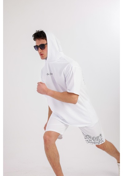 Oceano Kapüşonlu Sweatshirt & Şort Takım - Krem Krem
