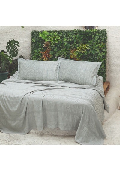 River 4 Parça Çift Kişilik Pike 230x250 , Fıttd. Çarşaf , Yastık Kılıfı Takımı %100 Pamuk Mint Yeşili