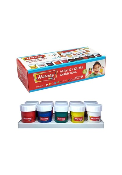 Akrilik Boya 10 Renk 25 ml 1 Paket Akrilik Boya Seti 10 Lu Kağıt Tuval Ahşap Cam Duvar Metal Boyama