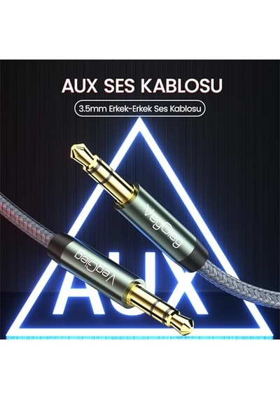 3.5mm Jack Trs Hi-fi Örgülü Aux Ses Kablosu 3 Metre