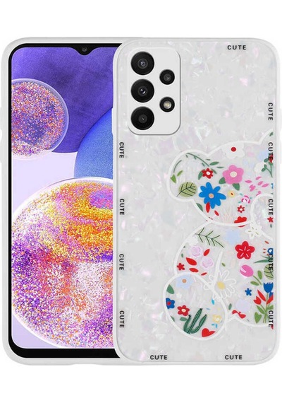 Galaxy A23 Kılıf Desenli Sert Silikon Zore Mumila Kapak White Bear