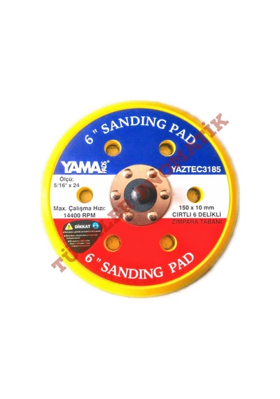 Yama 150 MM.Cırtlı 6 Delikli Orbital Zımpara Tabanı 10 Ad. Zımpara Tabanı