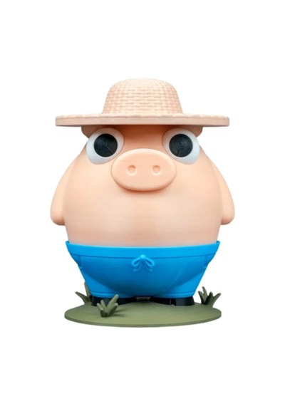 3dprototürk Çiftçi Domuz Kumbara 18 Cm Hareketli Para Alma Dekor 3d Baskı