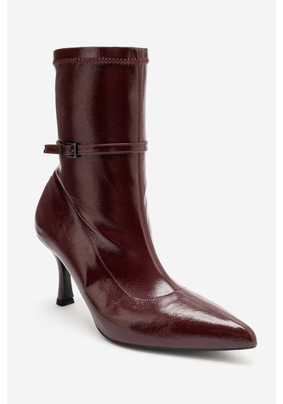 Luvi Shoes Andora Bordo Kırışık Rugan Kadın Topuklu Bot