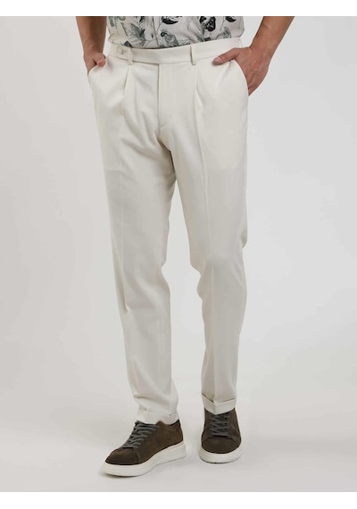 Dufy Bej Erkek Slim Fit Düz Pileli Pantolon - 104463-bej Bej