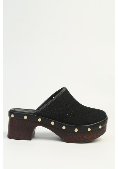 Pierre Cardin Kadın Siyah Platform Taban Sabo Terlik
