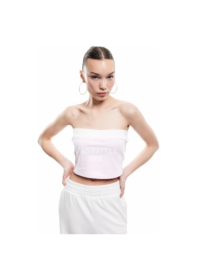 Koton Şerit Detaylı Kolsuz Baskılı Crop Straplez Body Pembe 5sal30277ık Gül