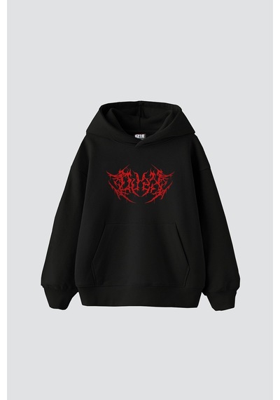 Tarzsokak Kırmızı Dusk Baskılı Oversize Unisex Siyah