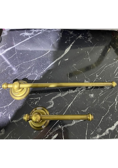 İsaoğlu Yapı Antik Gold Havluluk Ve Tuvalet Kağıtlığı Vintage Tasarım Komple Pirinç Havluluk Ve Kağıtlık Mat Gold Gold