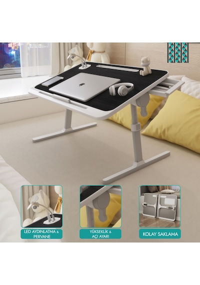 Karr Office Move - N6 Yükseklik Ayarlı Led Aydınlatmalı Siyah Laptop Sehpası Diğer