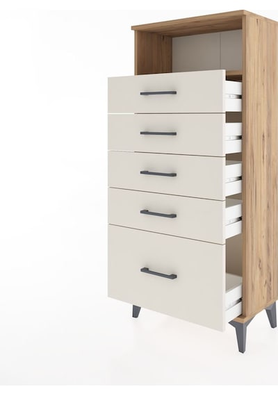 Hyperion Dolap Tek Raflı 5 Çekmeceli 60x44x134 Çam-aytaşı Atlas Çam