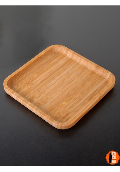 6 Adet Bambu Kare Servis Tabağı, Sunum Seti 20x20 Cm
