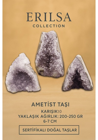 Sertifikalı Ametist Taşı Kütlesi 200-250 Gr Doğal Ham Kristal Ş 09072145