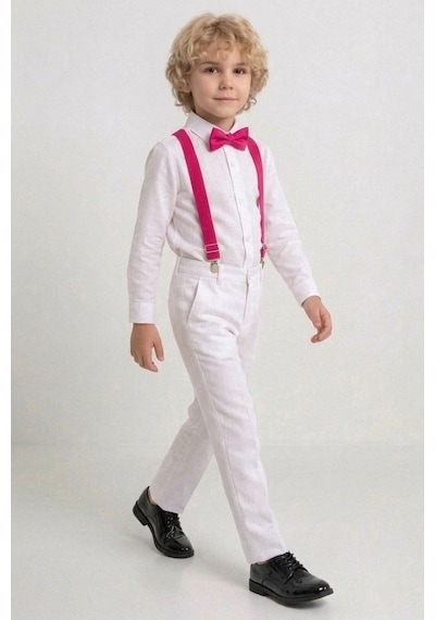 Mnk Baby & Kids Beyaz Pantolon Gömlekli Erkek Çocuk Takım M00809