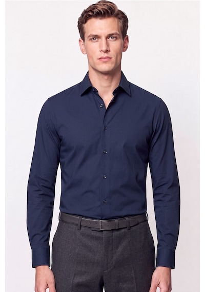 Slim Fit Pamuklu Lacivert Gömlek G 1607