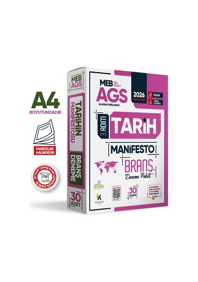 2026 MEB AGS 3 Adım TARİH Manifesto Branş Denemesi 30lu Fasikül SETİ Özgün Dijital Çözümlü2026 MEB AGS 3 Adım TARİH Manifesto Branş Denemesi 30lu Fasikül SETİ Özgün Dijital Çözümlü